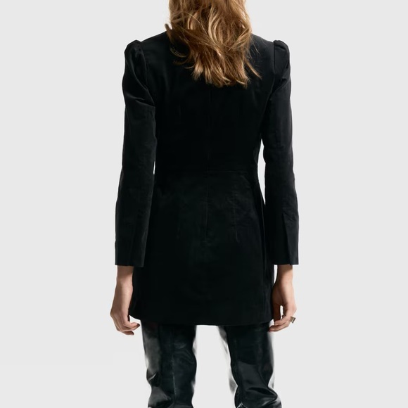 H&M NWT velvet velour/faux suede blazer mini dress, embellished bedded buttons - Picture 6 of 9